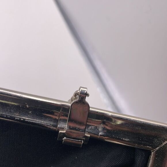 Silver Clutch/Handbag with Metal Rose Closure - Picture 9 of 14